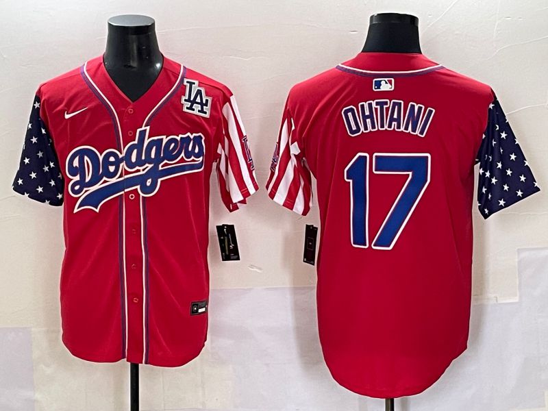 Men 2025 Los Angeles Dodgers #17 Ohtani Red a generation of national flags Joint Name Nike MLB Jersey style 8